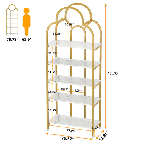 5-Tier Bookshelf, Modern Bookcase Display Shelves Stand Rack