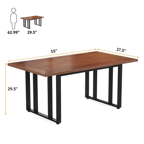 Conference Table, 55" Computer Executive Desk with Solid Wood Veneer