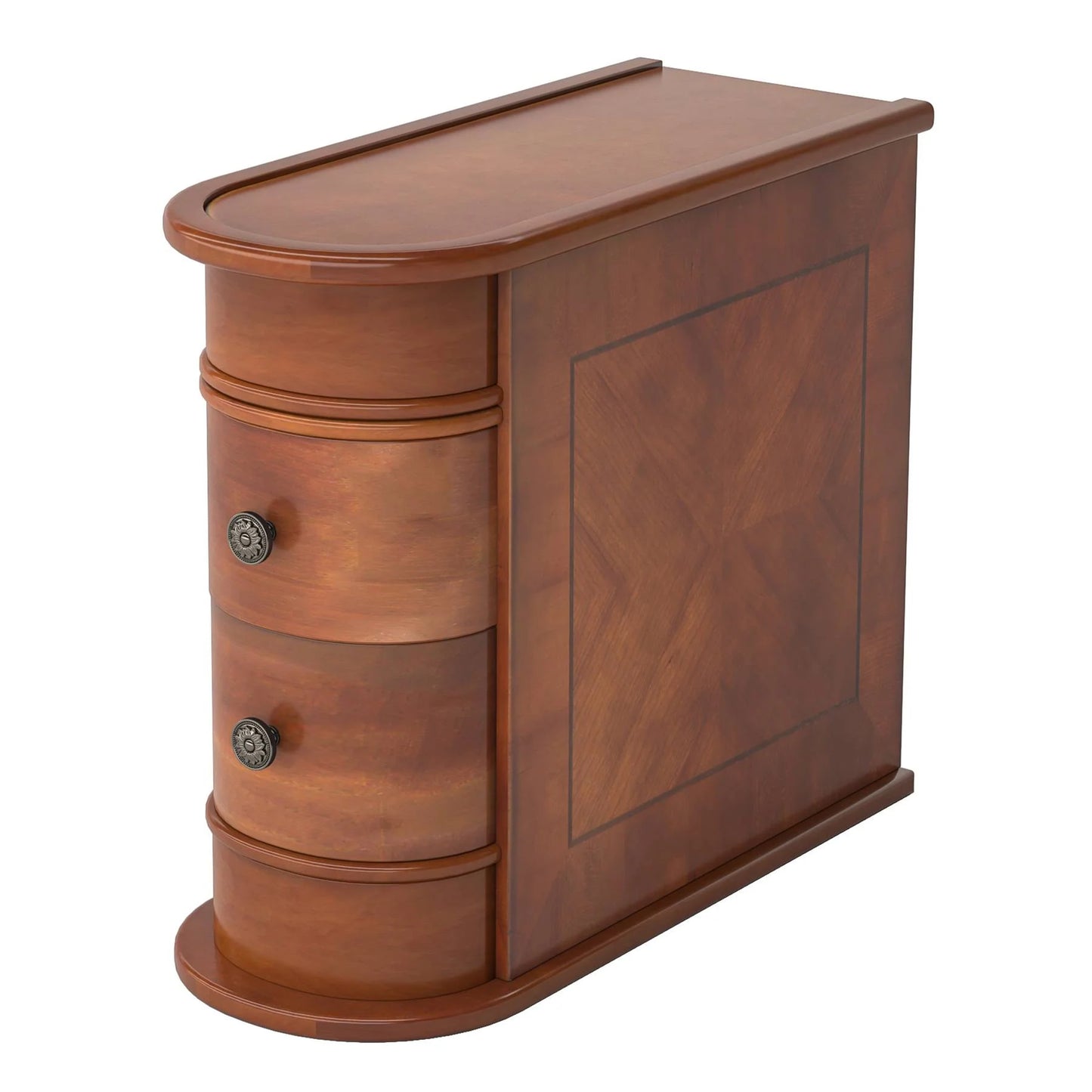 Wood End Table, Narrow Side Table Nightstand with 2 Drawers