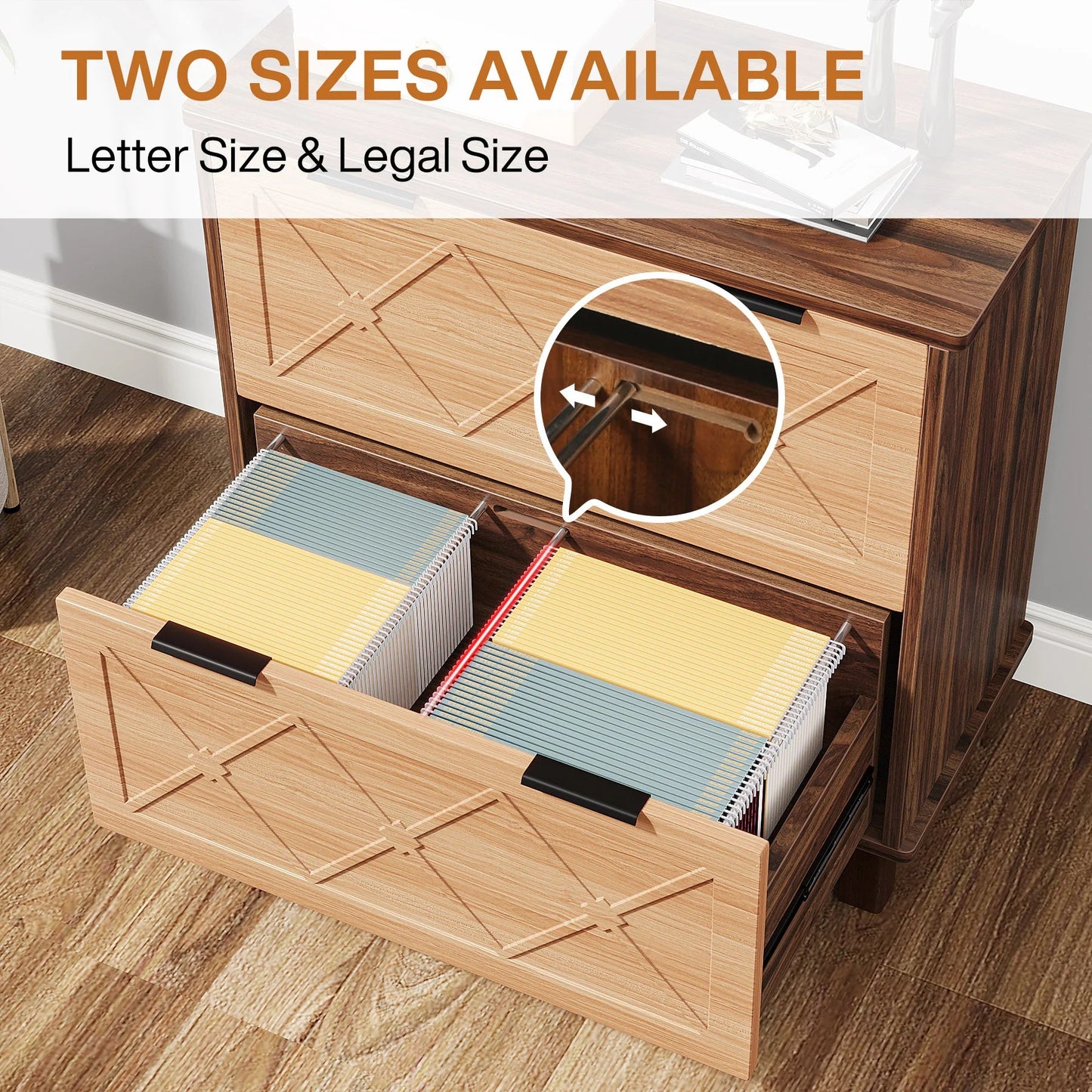 2-Drawer File Cabinet, Wood Storage Cabinet Printer Stand for Home Office