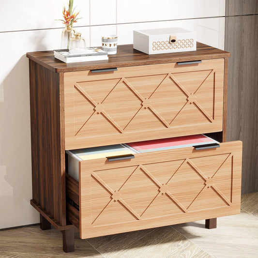 2-Drawer File Cabinet, Wood Storage Cabinet Printer Stand for Home Office