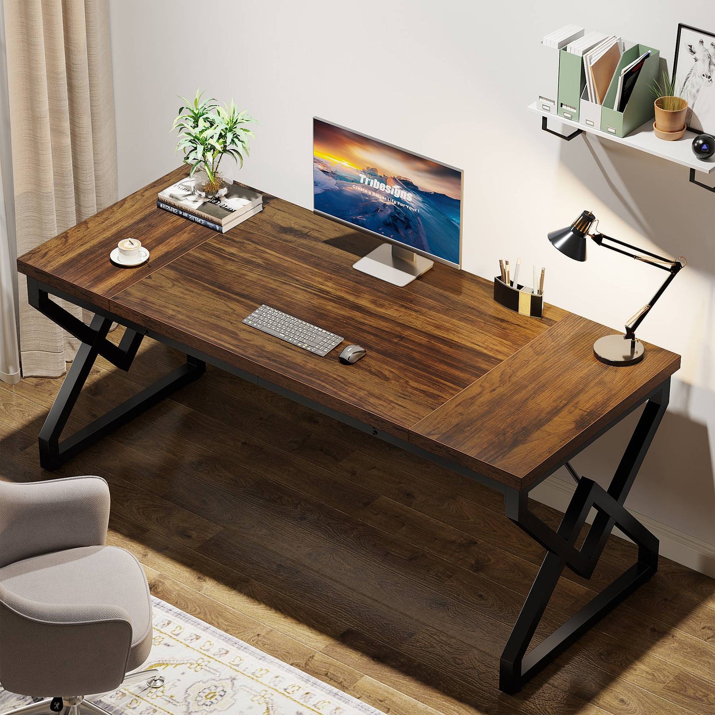 Executive Desk, 63” Large Computer Desk for Home Office