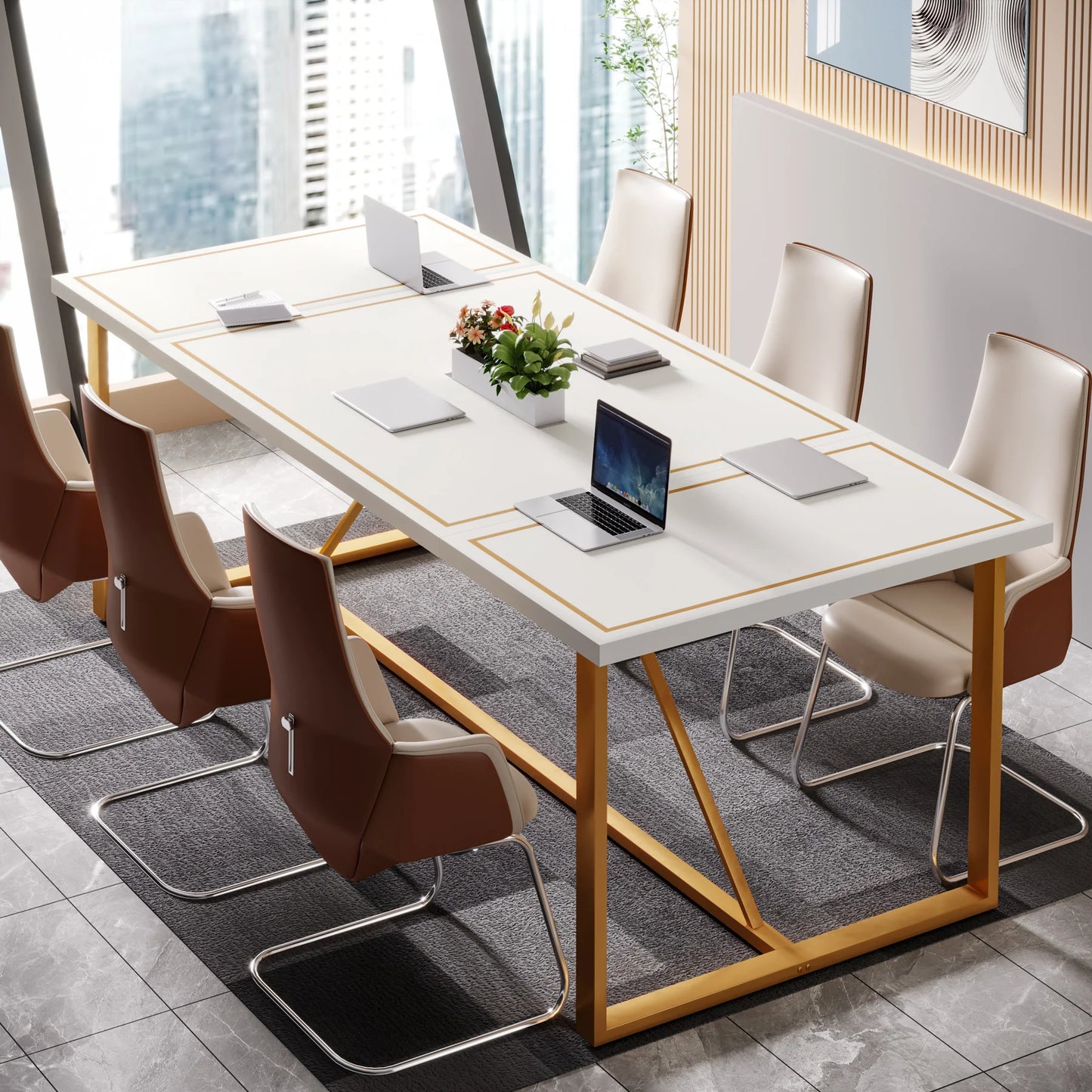6FT Conference Table, 70.9’’ Modern Large Executive Computer Desk