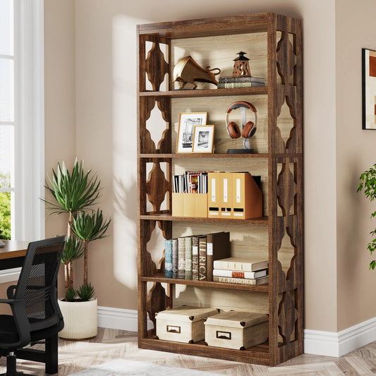 6-Tier Bookshelf, 70-Inch Wood Bookcase with Storage Shelves