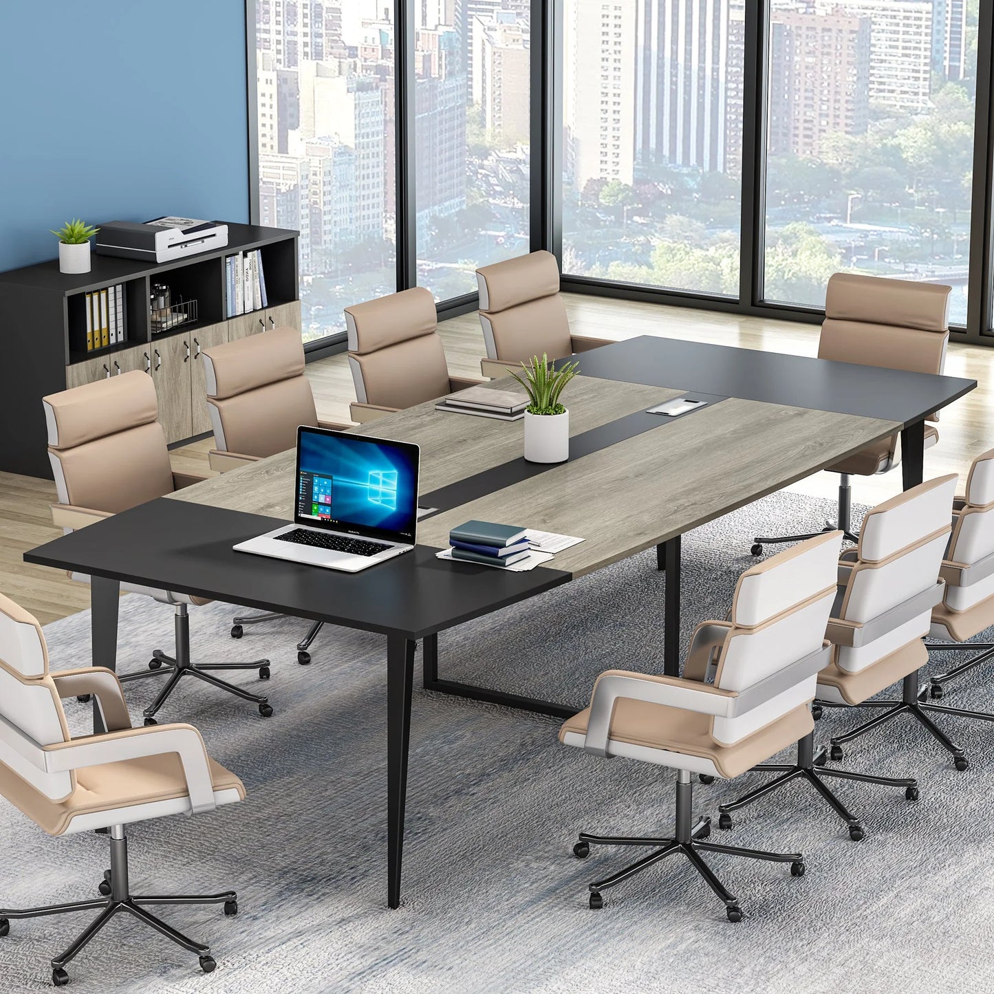 Conference Table, Modern 6FT / 8FT Boat Shaped Meeting Table