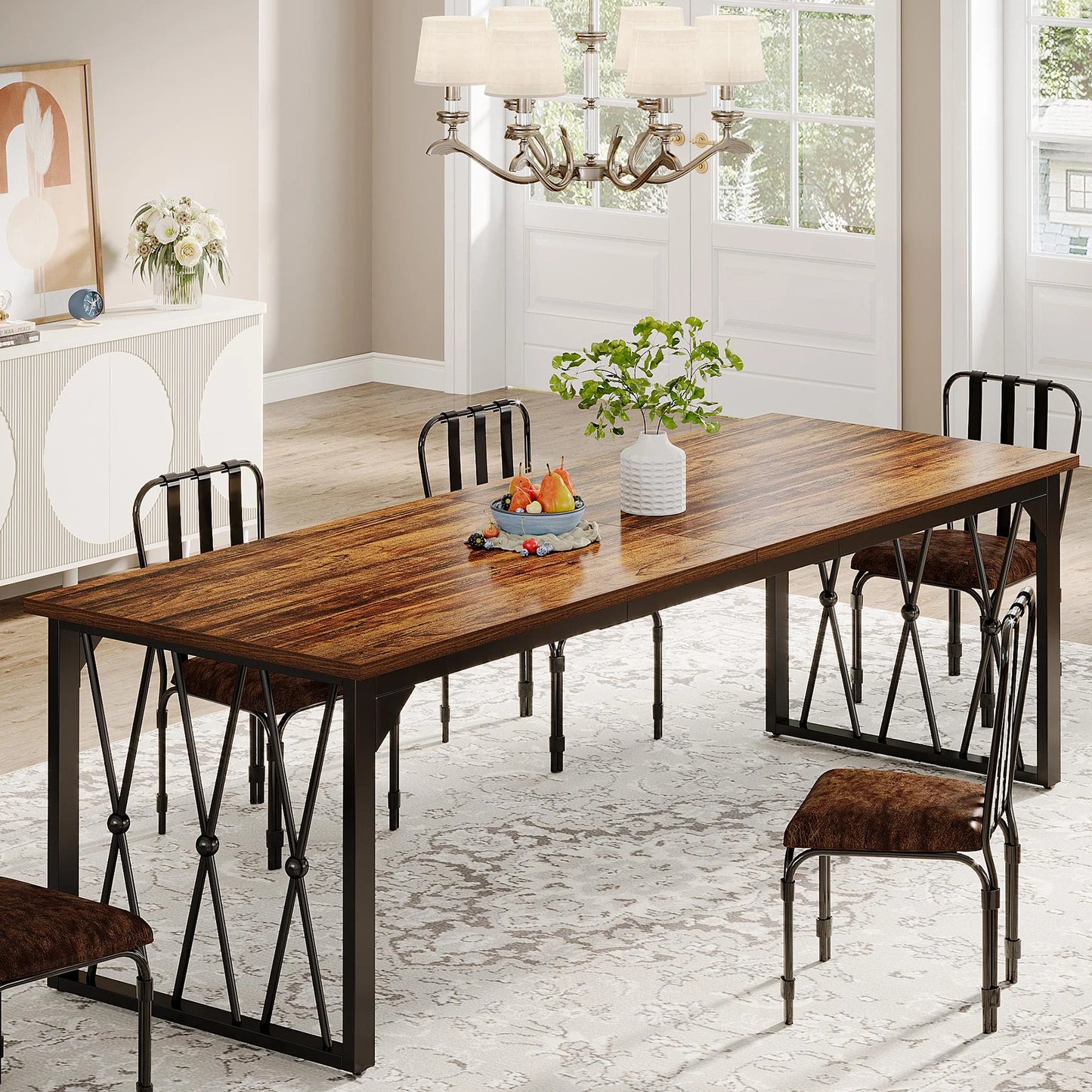 78.7“ Dining Table, Industrial Kitchen Table for 4-6 person