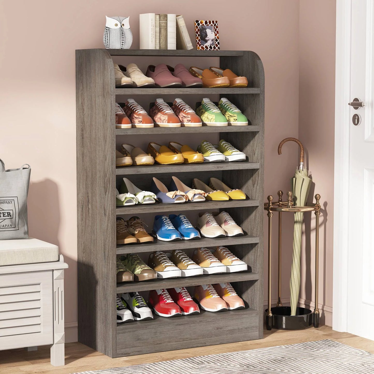 Shoe Cabinet, 8-Tier Shoe Shelf Shoes Rack Organizer