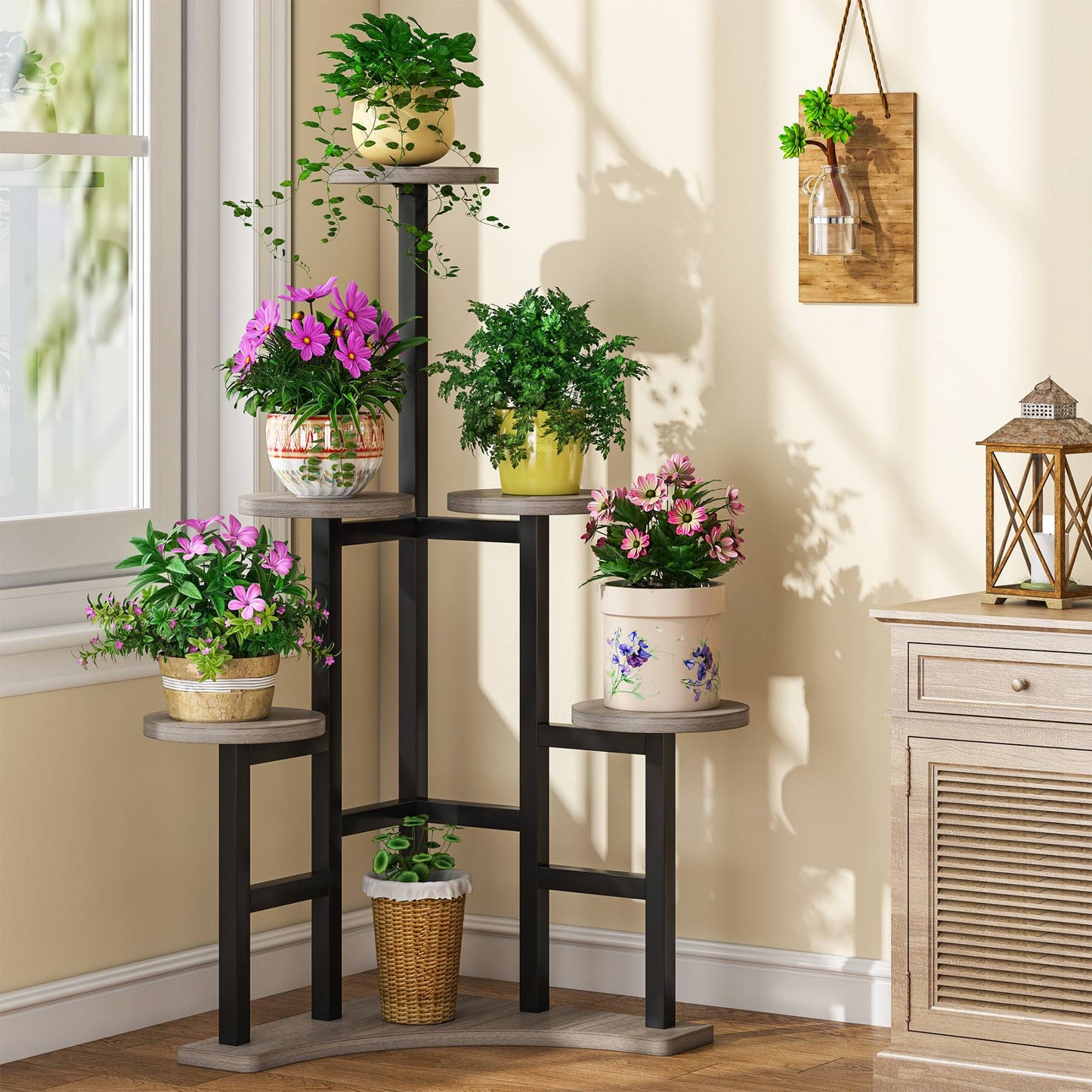 Corner Plant Stand Indoor, 6 Tiered Plant Shelf Flower Stand