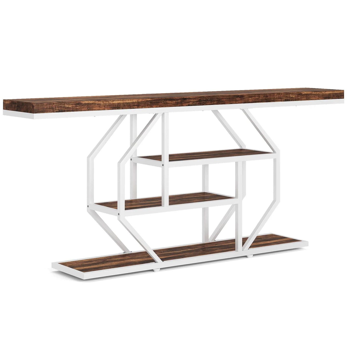 Console Table, 70.9 inch Sofa Table with 4 Tier Storage Shelves