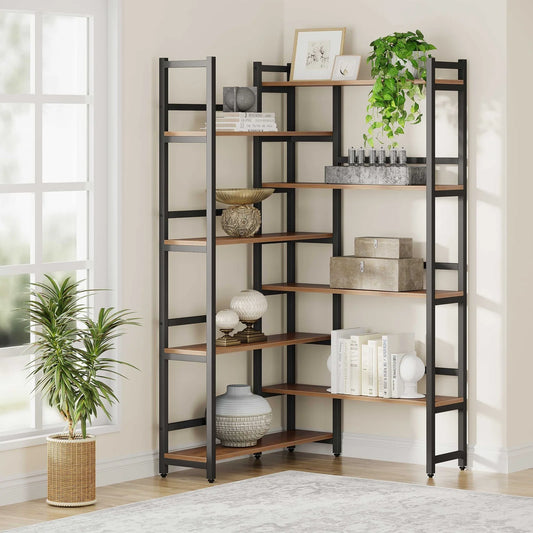 70.8" Corner Bookshelf, 8-Tier Industrial Bookcase Corner Display Rack