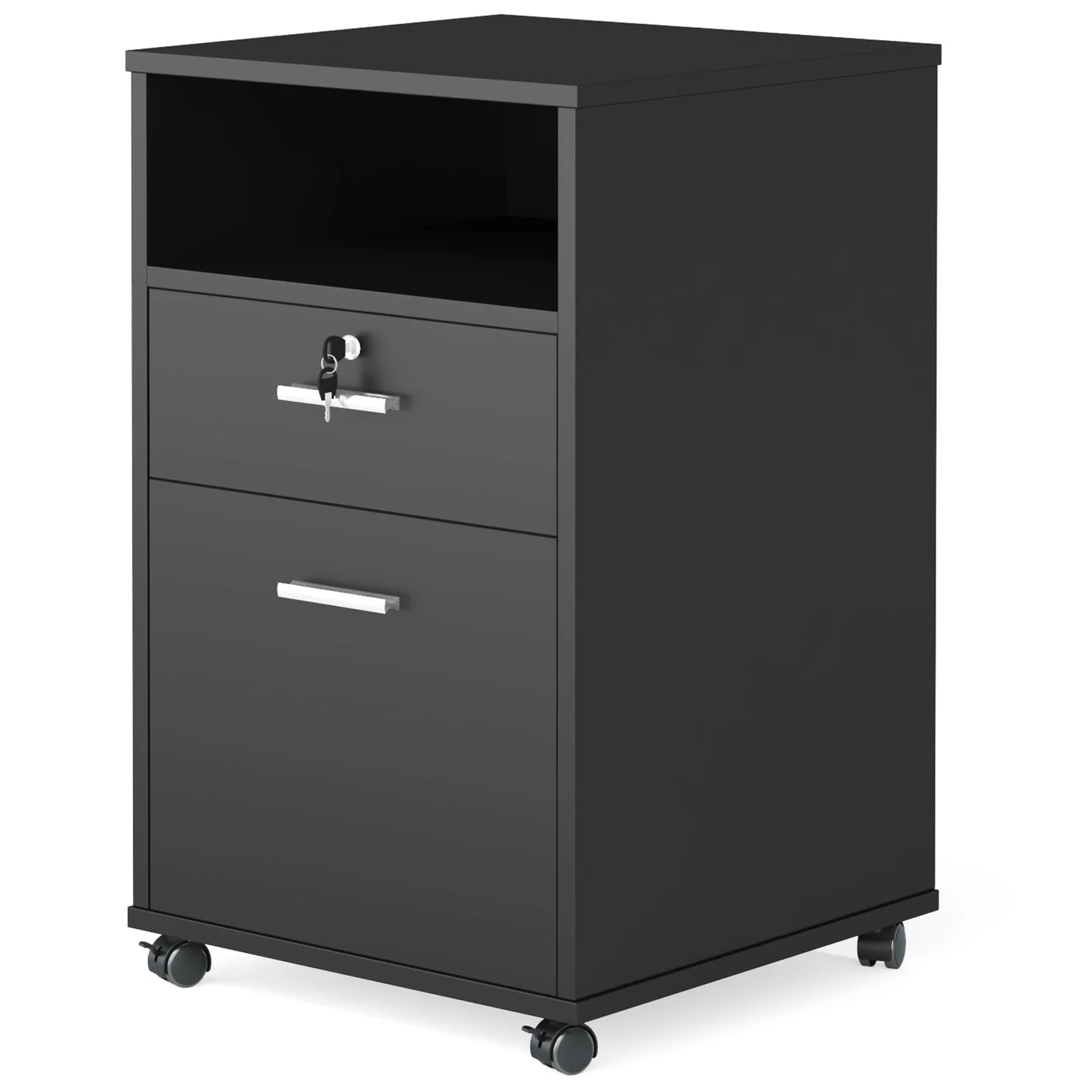 File Cabinet, 2-Drawer Mobile Printer Stand with Lock