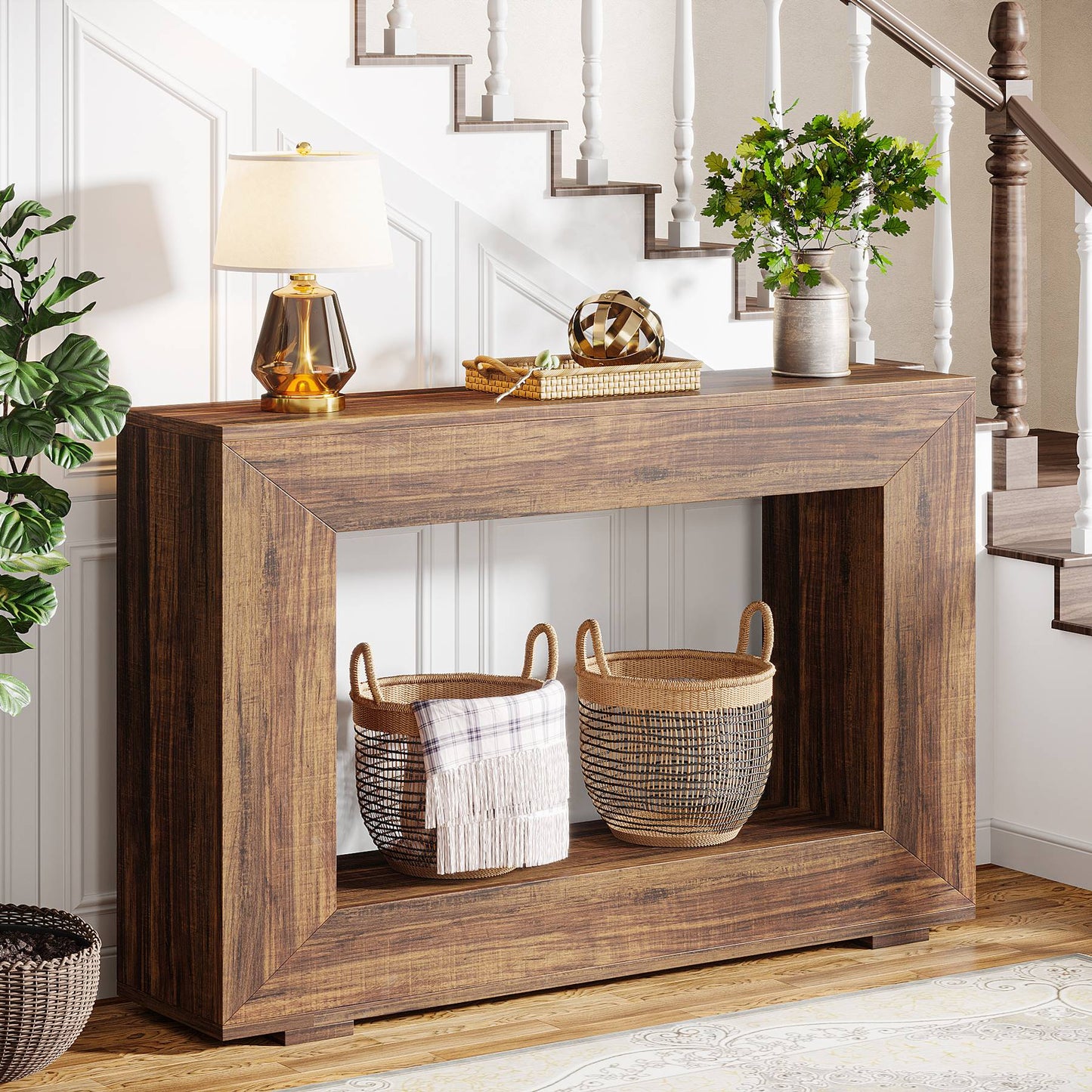 Farmhouse Console Table, 47" Wood Entryway Sofa Table with Storage