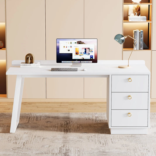 Wood Executive Desk,55 Inches Computer Desk with Storage Drawers