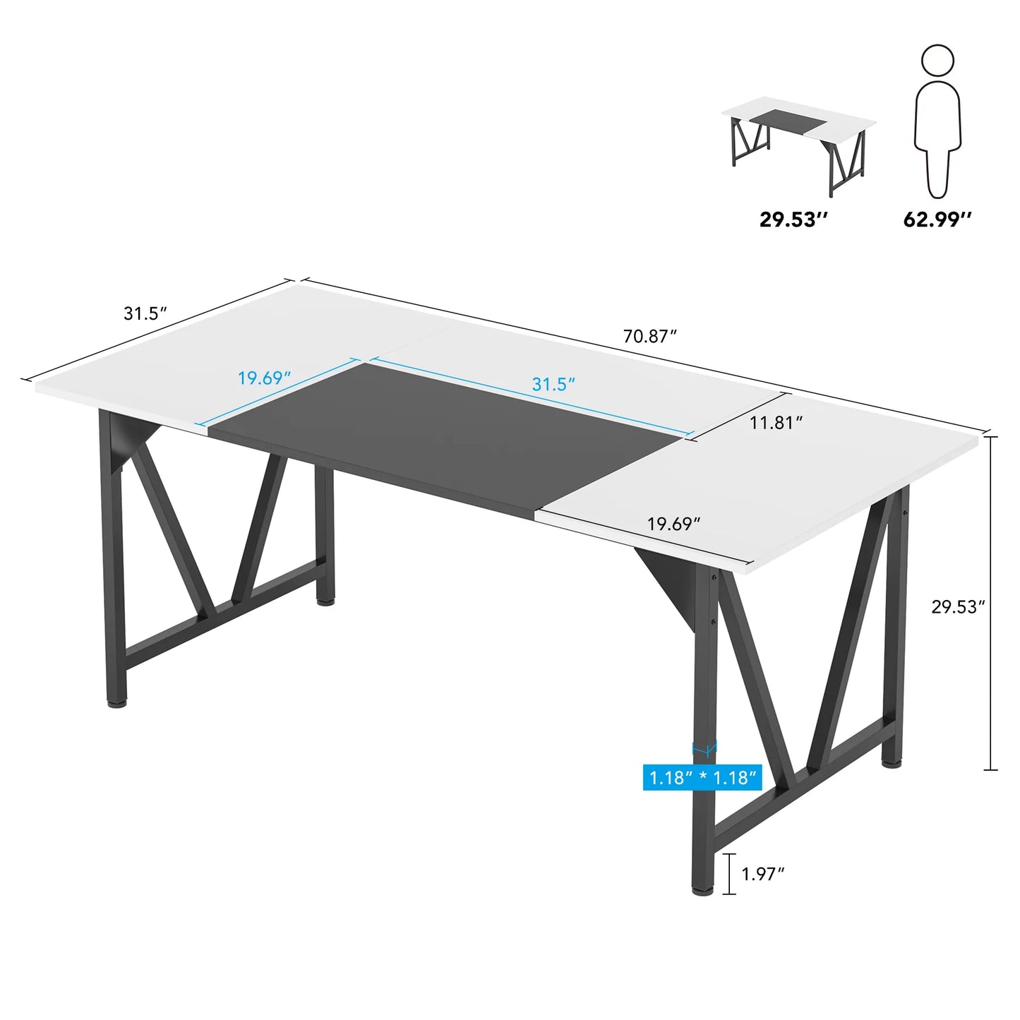 Conference Table, Rectangular 6FT Meeting Table Desk with Splicing Board