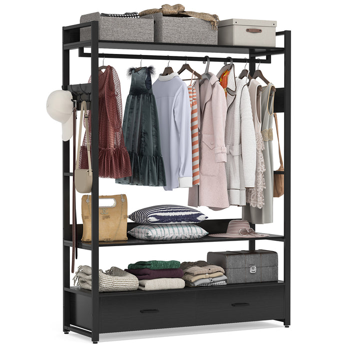 Freestanding Clothes Rack Shelves, Closet Organizer