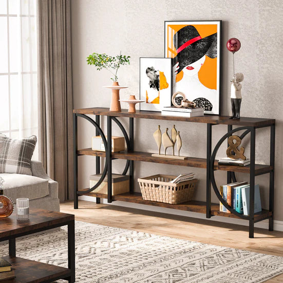 Console Table, 70.86" Sofa Entryway Table with 3 Tier Storage Shelves