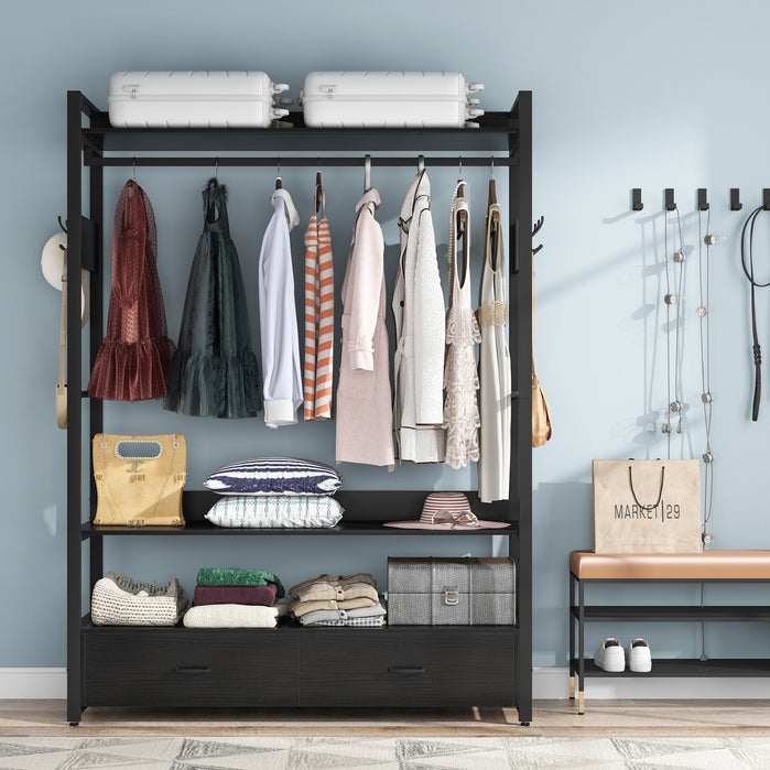 Freestanding Clothes Rack Shelves, Closet Organizer