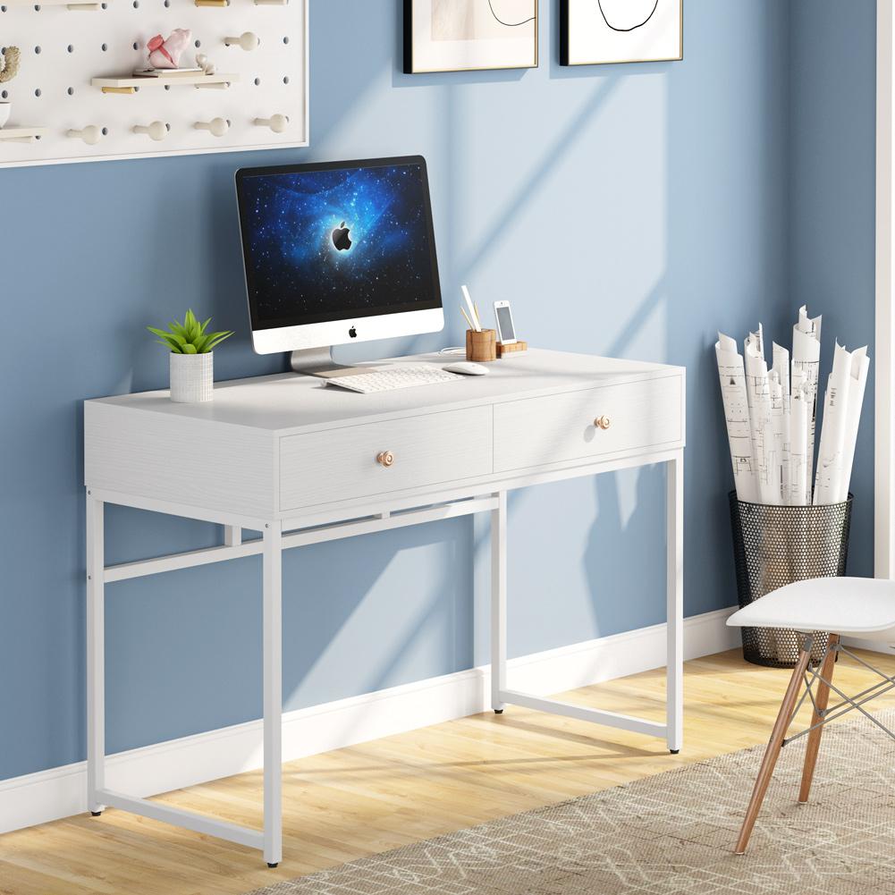 Computer Desk with 2 Storage Drawers, Makeup Vanity Console Table