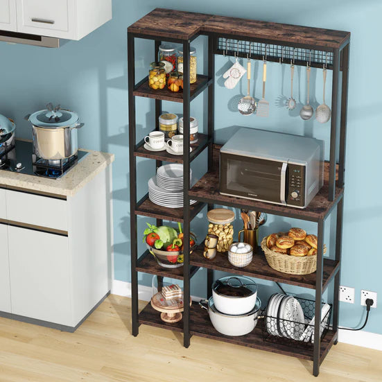 8-Tier Kitchen Baker's Rack with Power Outlets, Microwave Oven Stand