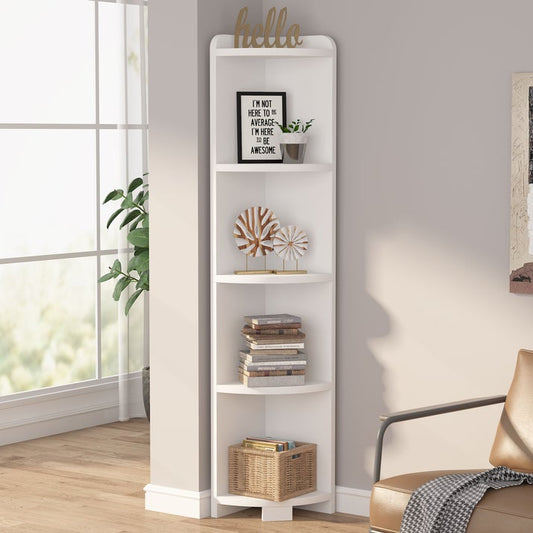 Corner Shelf, 5 Tier Wood Wall Corner Bookshelf