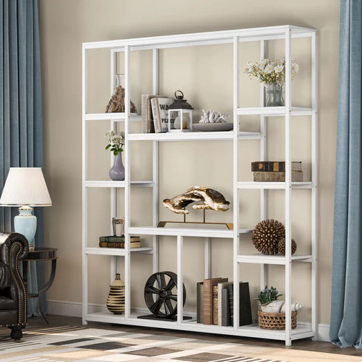 Bookshelf, Industrial 12-Open Shelf Etagere Bookcase