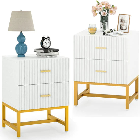 Nightstand with 2-Drawer, Bed Side Table with Storage Cabinet End Table