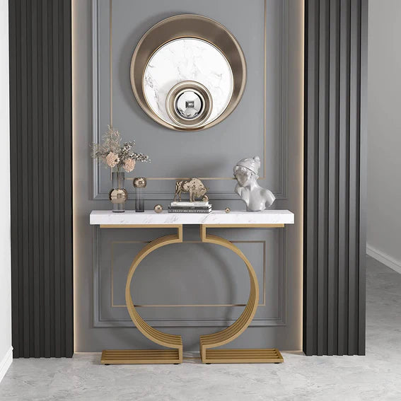 Console Table, 40 inch Entryway Sofa Table with Gold Base