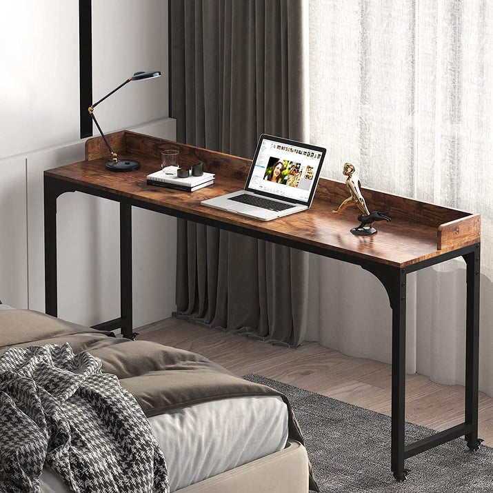Overbed Table with Wheels, Unadjustable Queen Size Mobile Desk