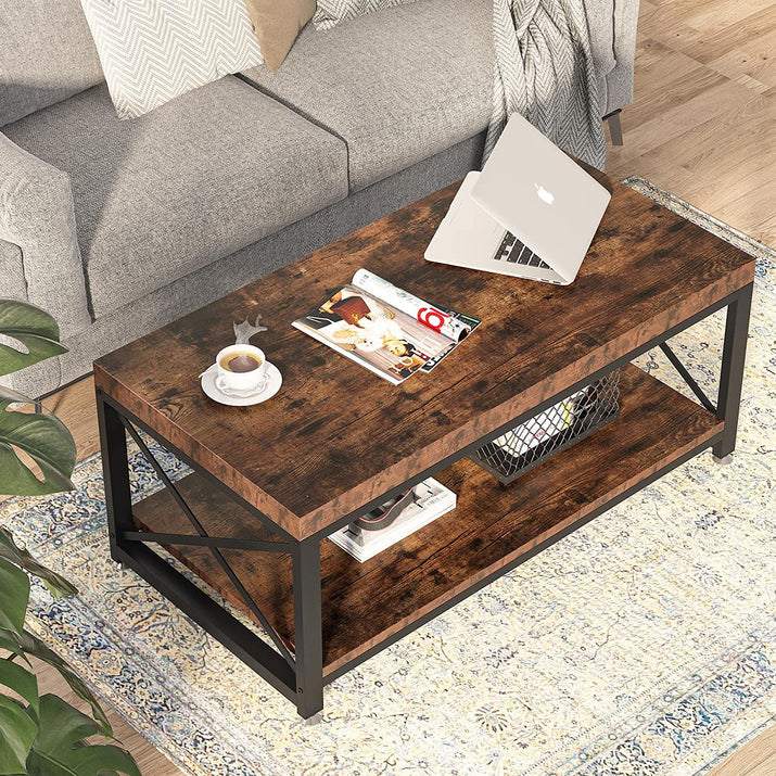 Industrial Coffee Table, 43 inch Cocktail Table
