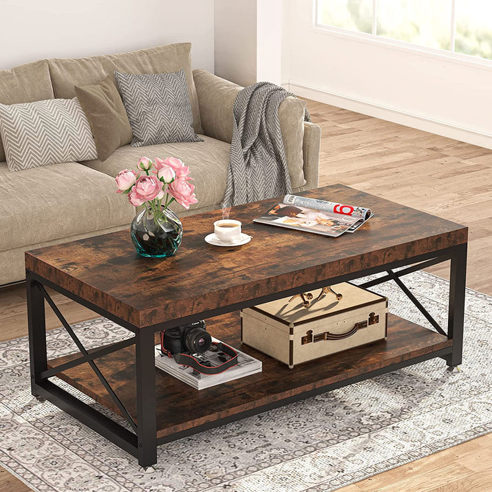 Industrial Coffee Table, 43 inch Cocktail Table