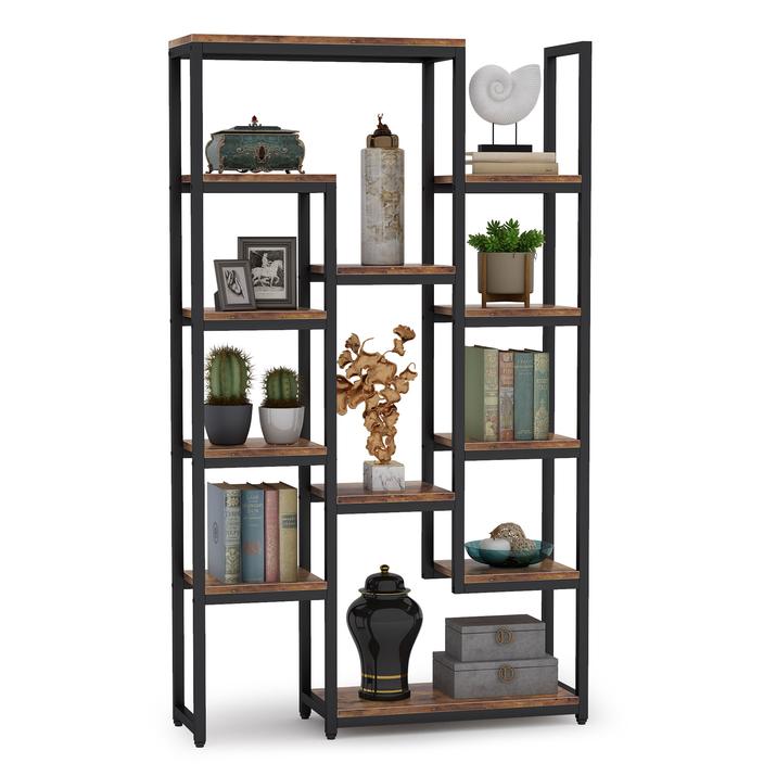6-Tier Bookshelf 70.9 inch Tall Bookcase, Industrial 12-Shelf Display Shelves