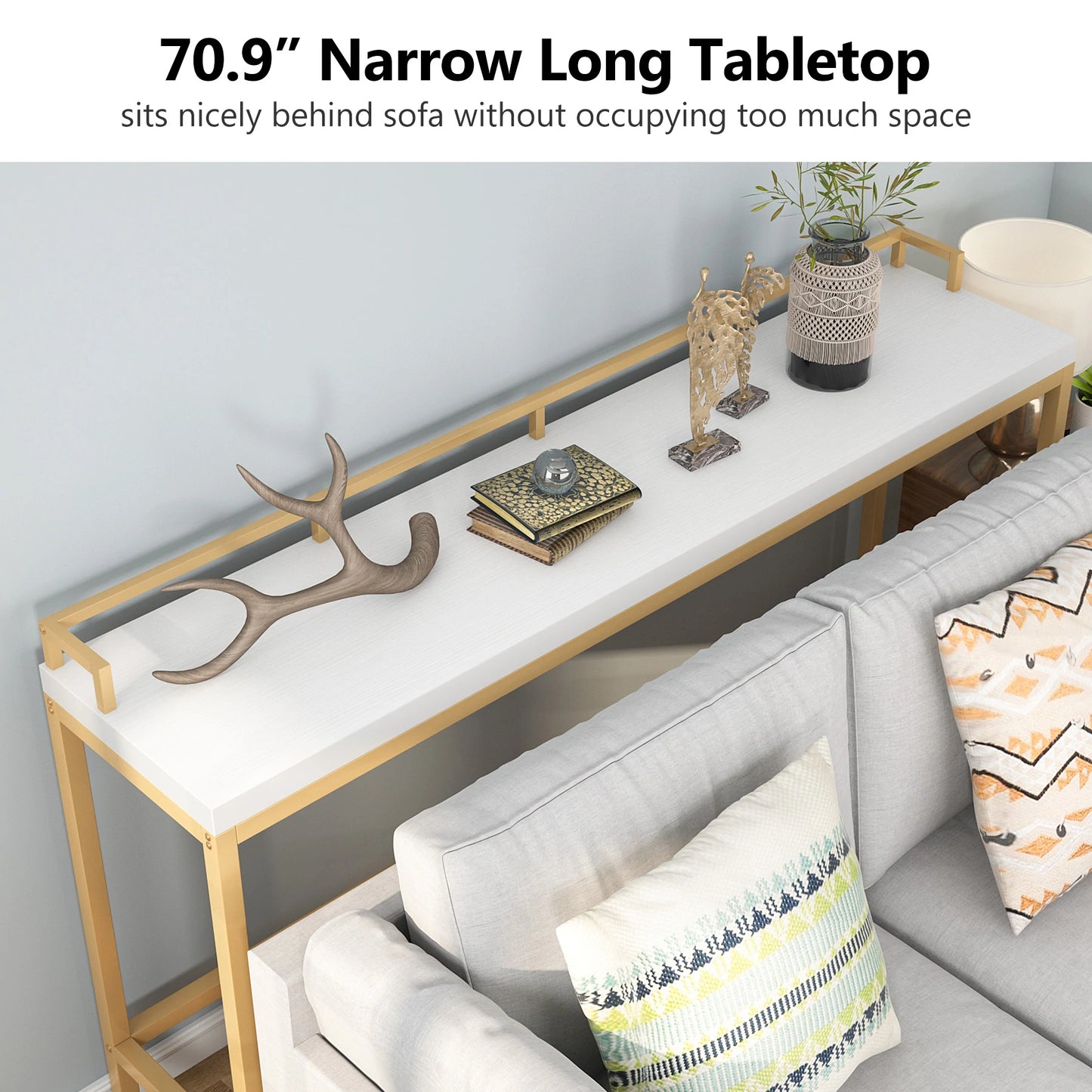 70.9 inch Extra Long Sofa Table, Narrow Long Console Table