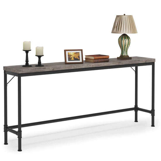 Narrow Console Table, 71-Inch Extra Long Industrial Hallway Table