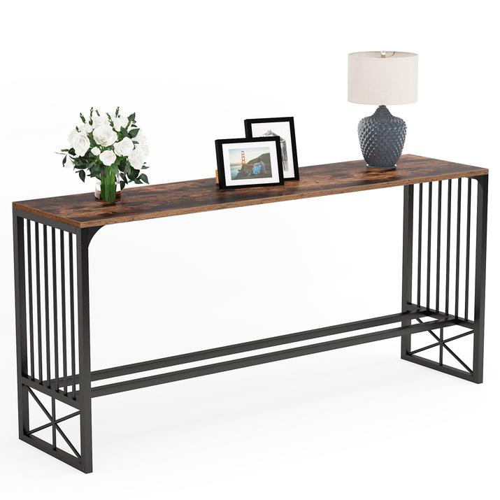 70.9 inch Extra Long Console Table, Rustic Industrial Sofa Table Behind Couch, Narrow Long Entryway Hallway Table for Living Room