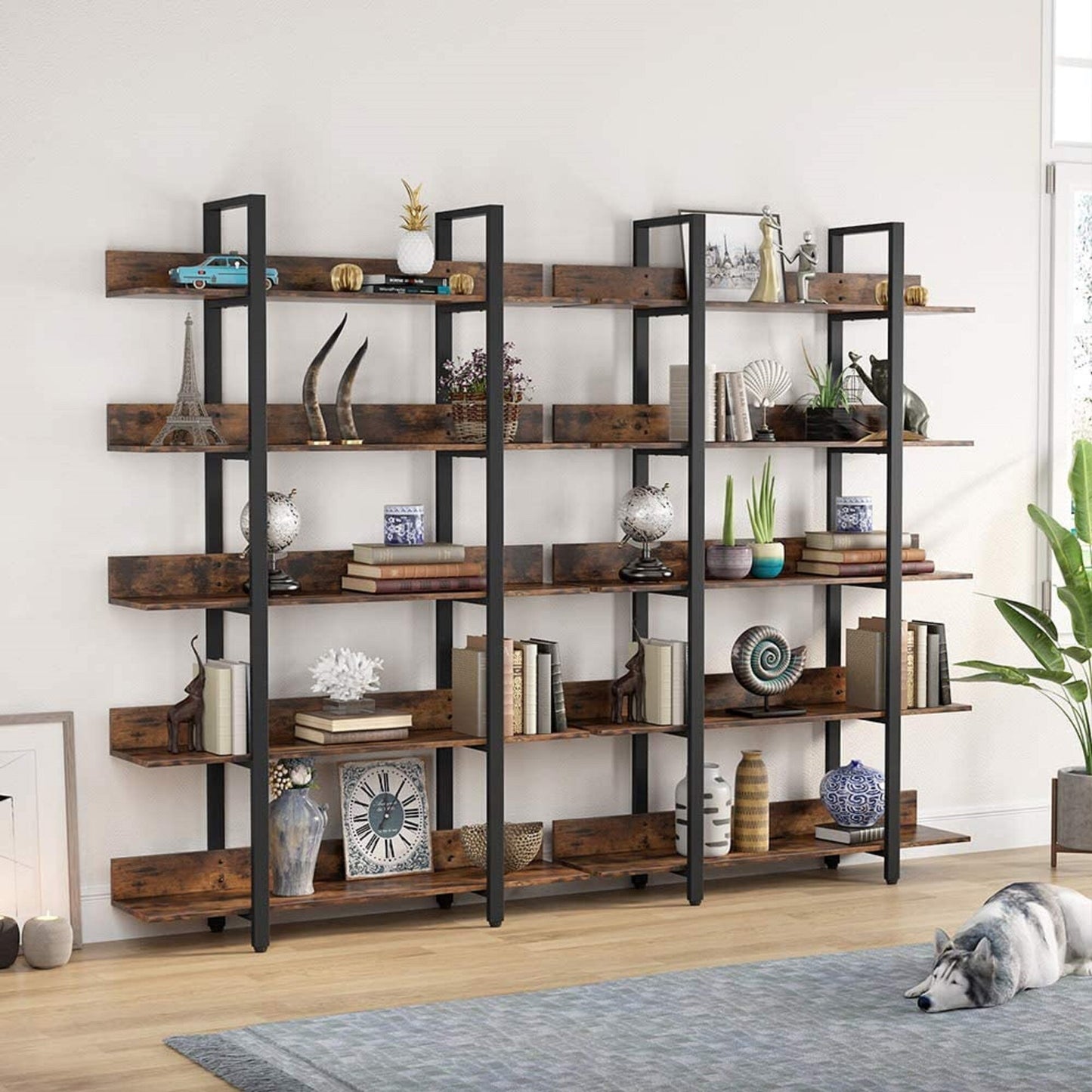 Bookshelf, 5 Tiers Etagere Bookcases Freestanding Display Shelf