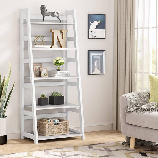 Bookshelf, 5-Tier Ladder Bookcase Etagere Storage Shelf