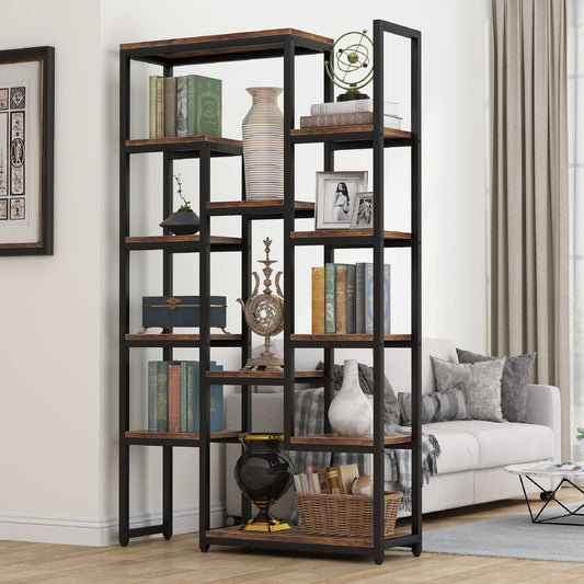 6-Tier Bookshelf 70.9 inch Tall Bookcase, Industrial 12-Shelf Display Shelves